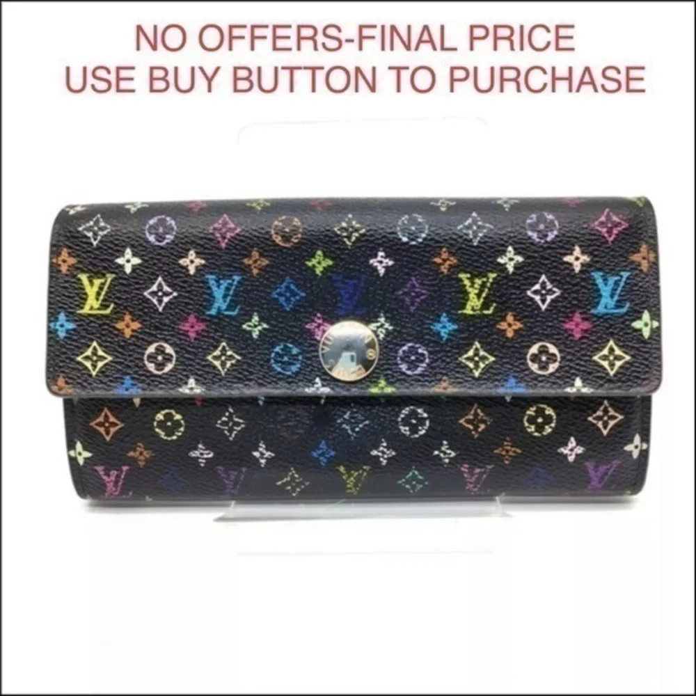 Louis Vuitton Black Monogram Multicolore Canvas Sarah Wallet